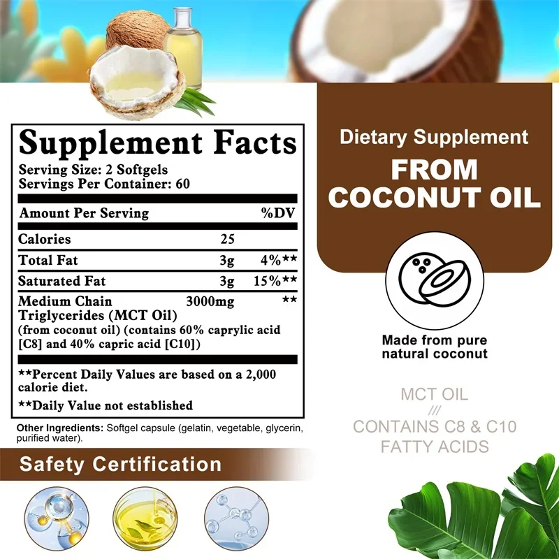 MCT Oil Supplement - Contains  - Mct Oil Coconut บทวิจารณ์และราคา